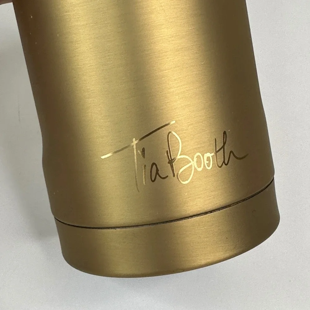 Brumate Hopsulator Slim Can Cooler Gold Tia Booth Signature 12oz Stainless Steel